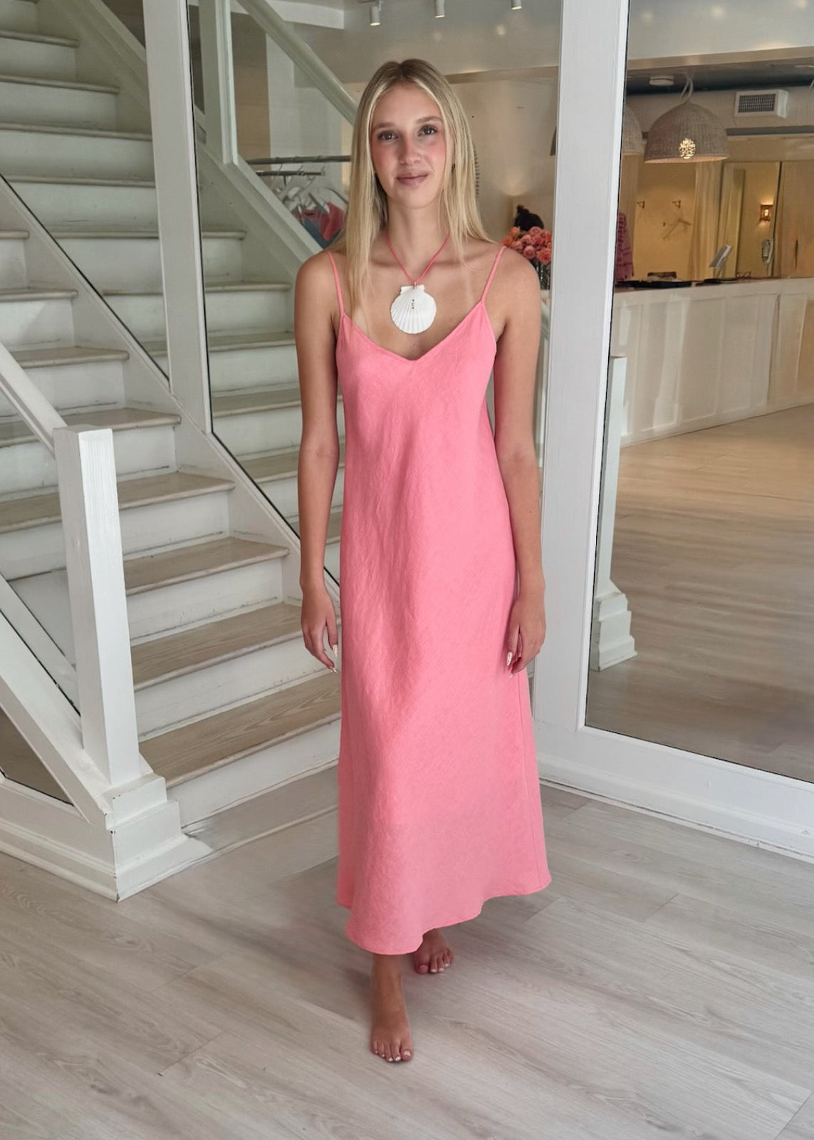 LINEN SLIP DRESS - LINED