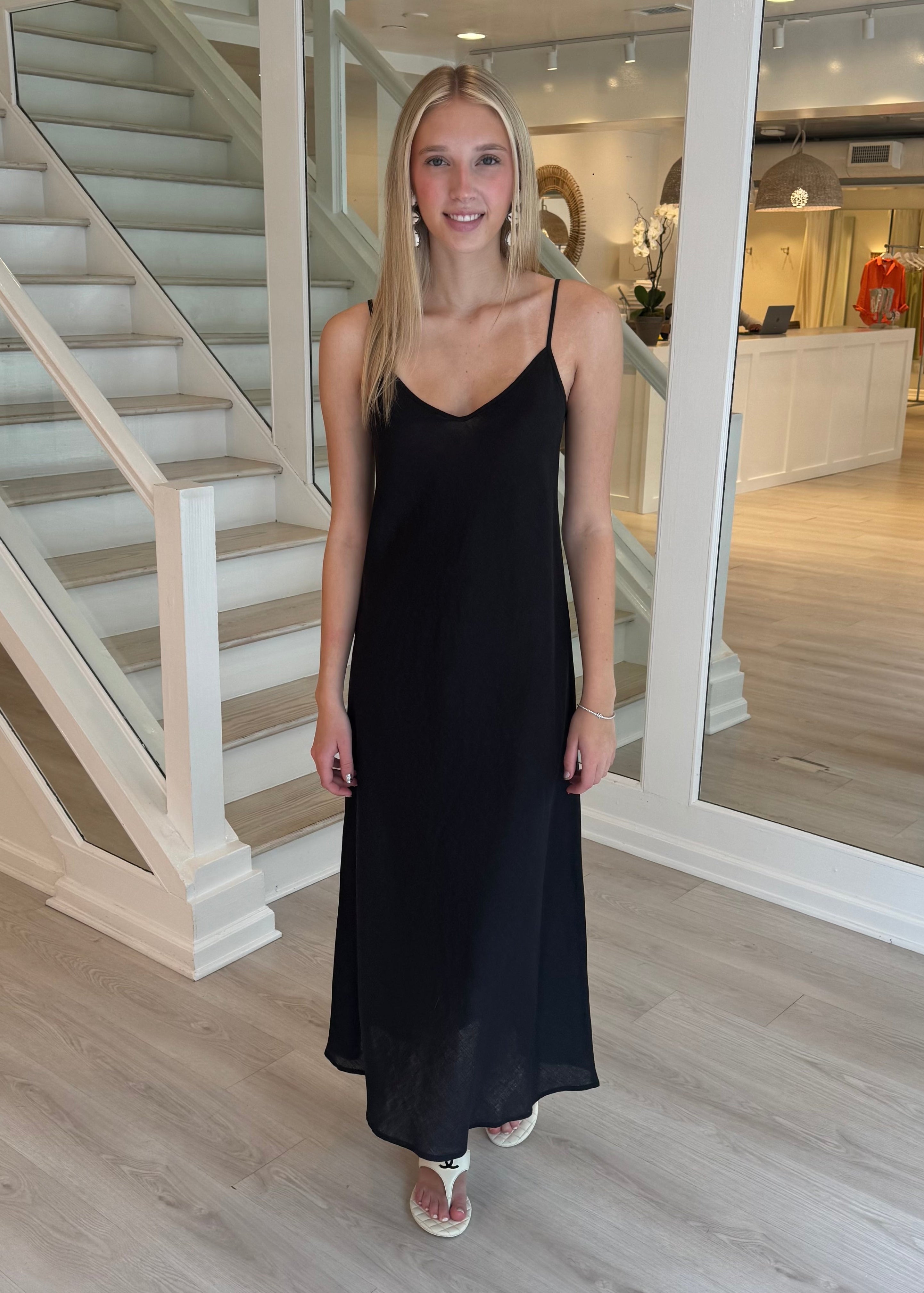 black linen slip dress Formal dress