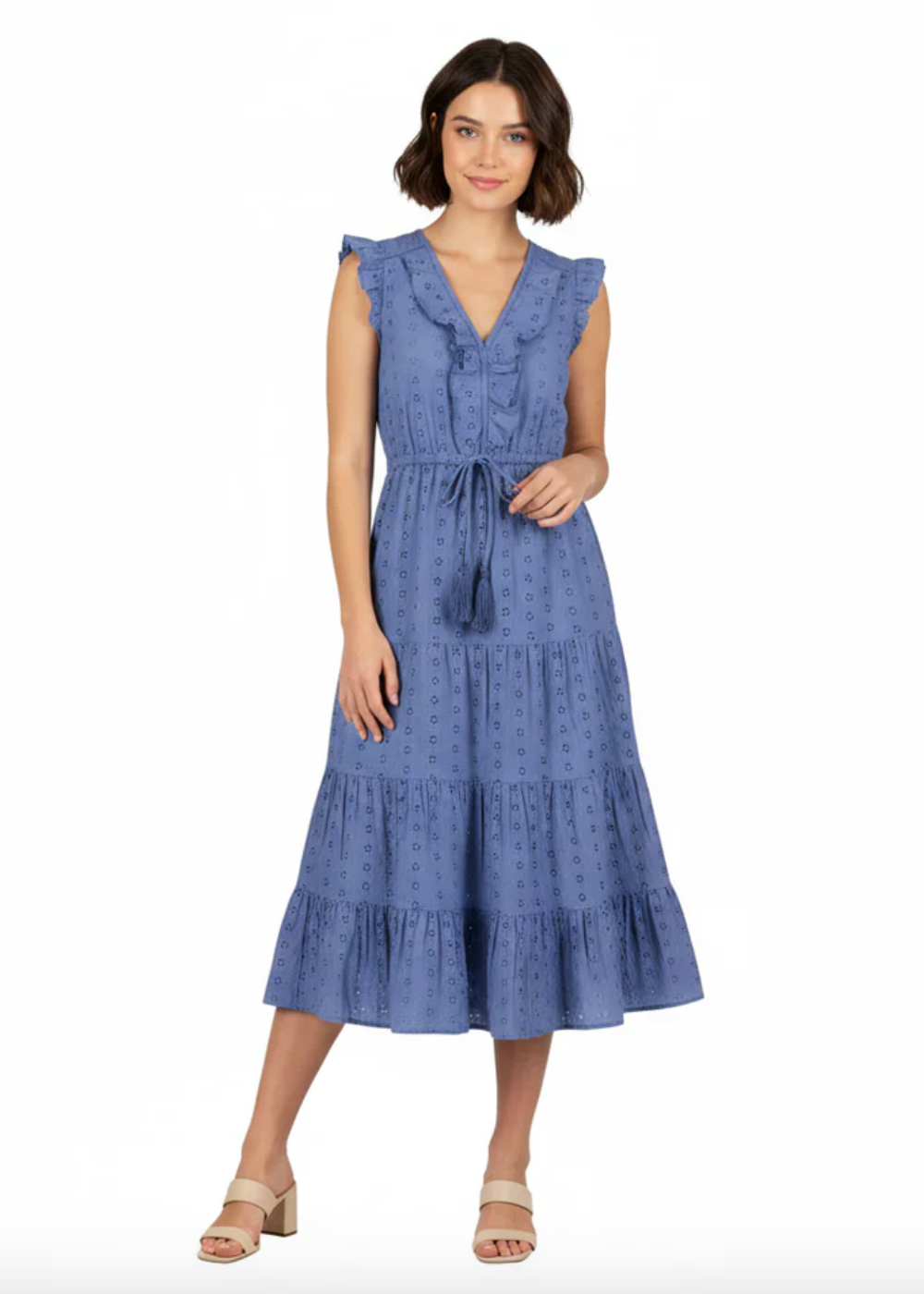 blue eyelet maxi dress Giselle Womens Ocean linen beach cover up Secondary color:Milk The Navy Eyelet Whitney Sequin wrap mini dress