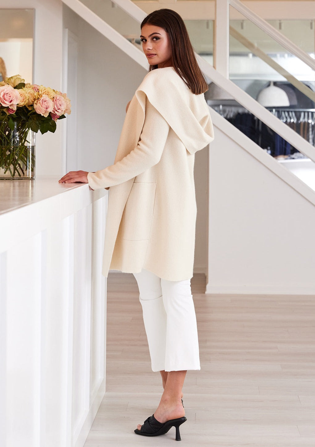 Minnie Rose Double Face Cashmere Hooded Coat
