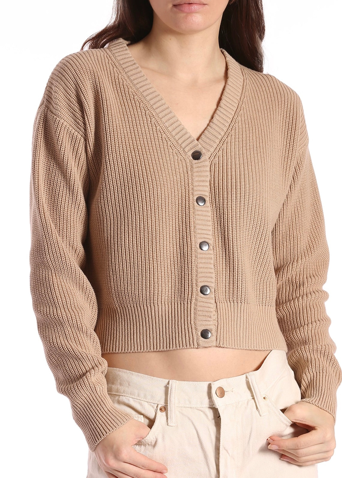 Cotton Shaker Cropped Snap Cardi