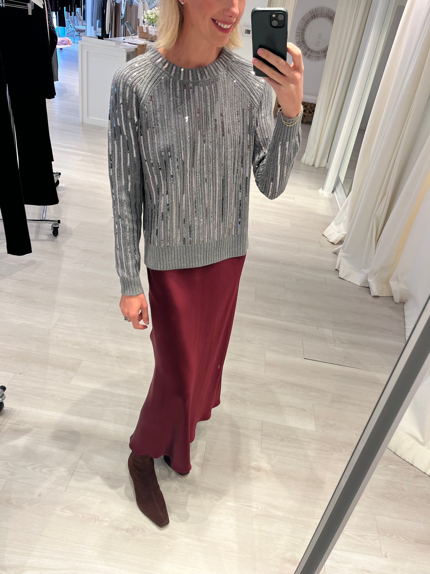 Cotton Cashmere Sequin Shaker Crew