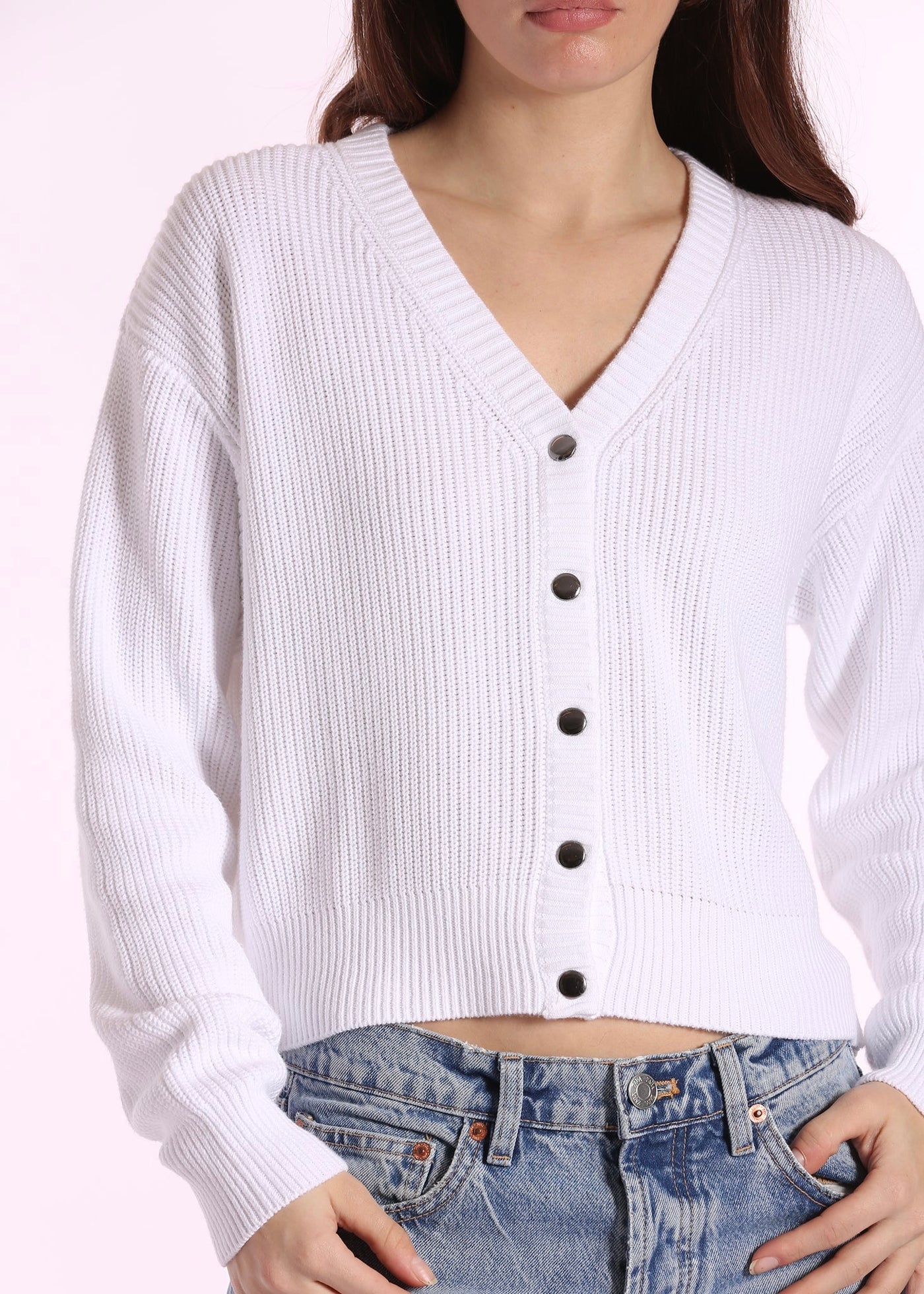 Cotton Shaker Cropped Snap Cardi