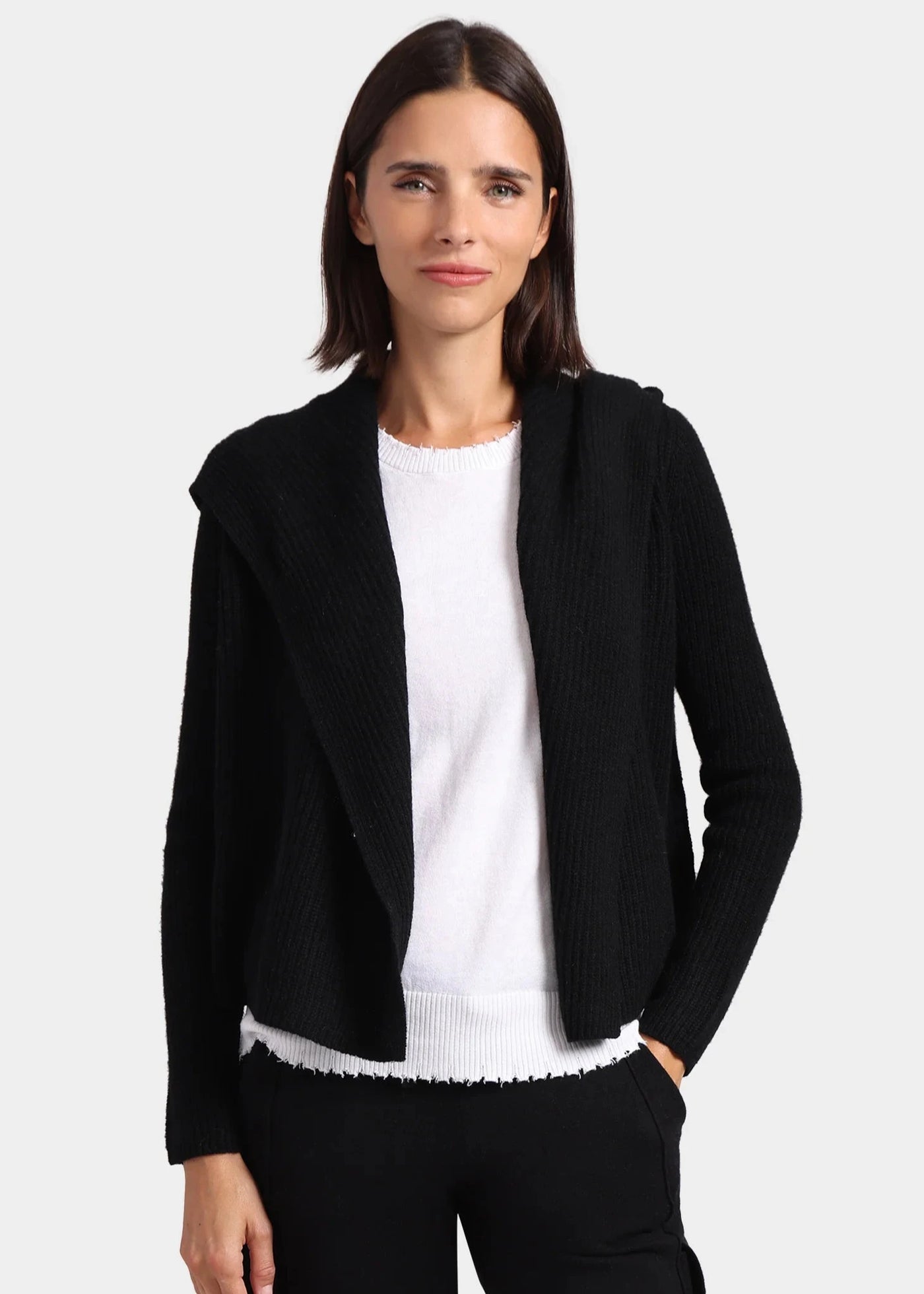 Shawl Collar Hooded Cashmere Cardigan