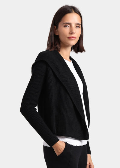 Shawl Collar Hooded Cashmere Cardigan