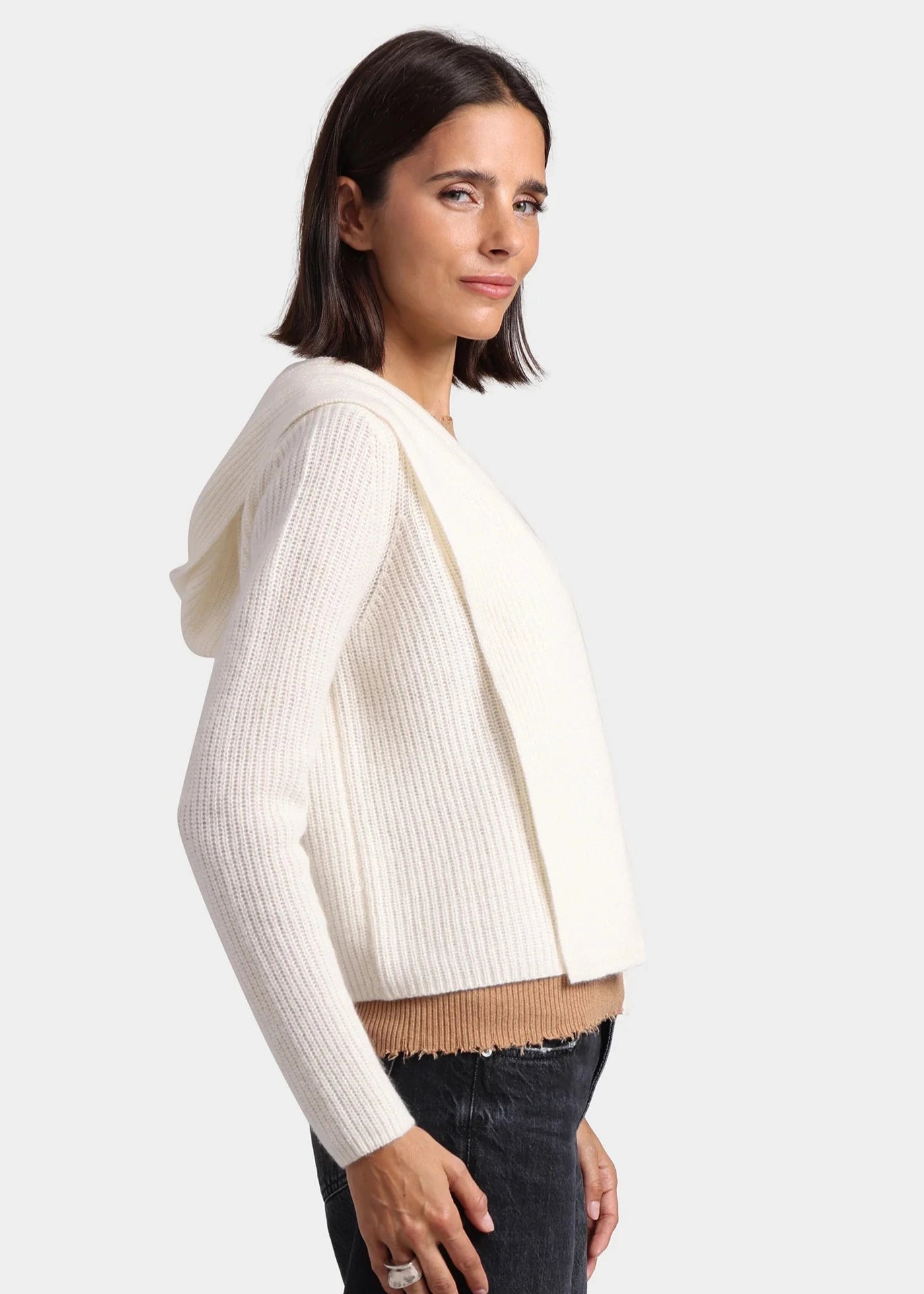 Shawl Collar Hooded Cashmere Cardigan