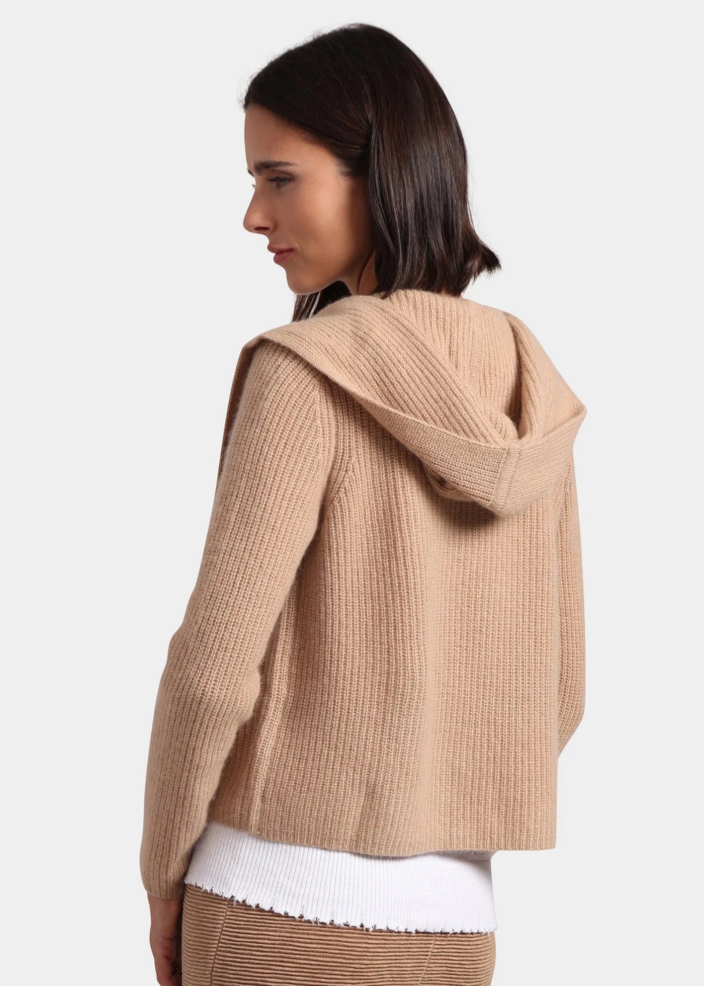 Shawl Collar Hooded Cashmere Cardigan