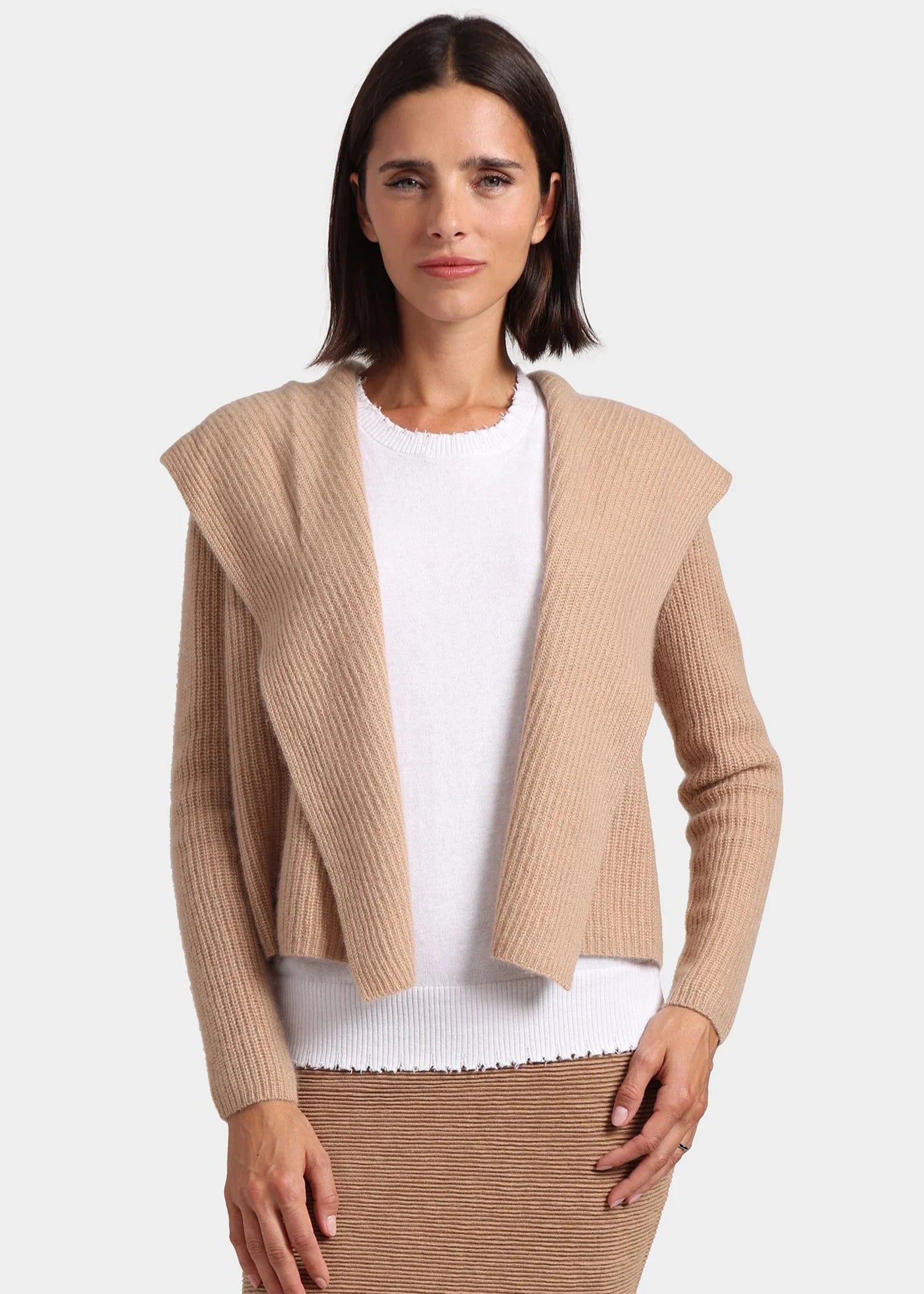 Shawl Collar Hooded Cashmere Cardigan