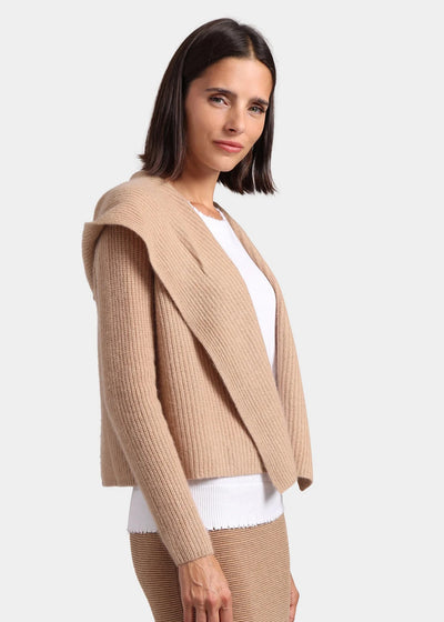 Shawl Collar Hooded Cashmere Cardigan