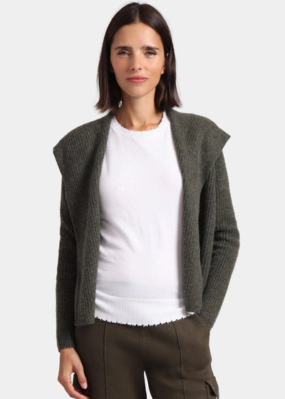 Shawl Collar Hooded Cashmere Cardigan