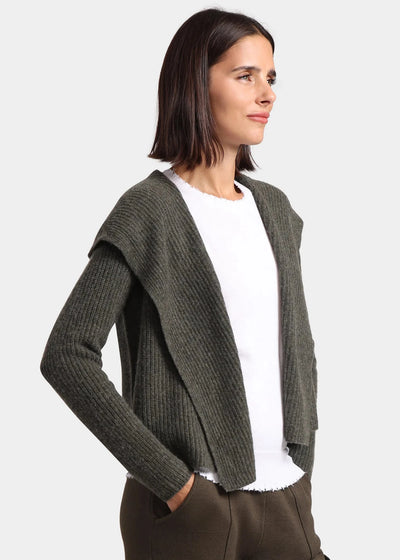 Shawl Collar Hooded Cashmere Cardigan