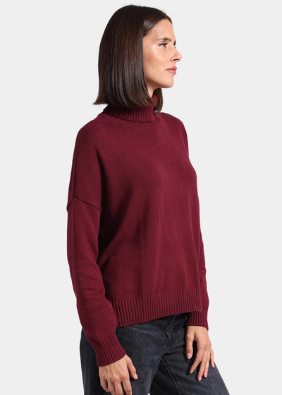 Cashmere Turtleneck Pullover w/ Slit Sleeve