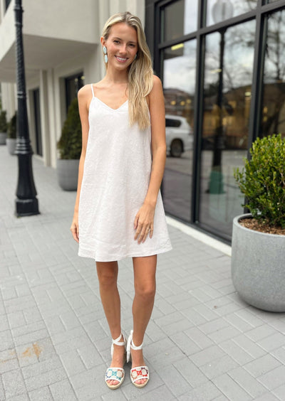Linen Mini Slip Dress - Lined