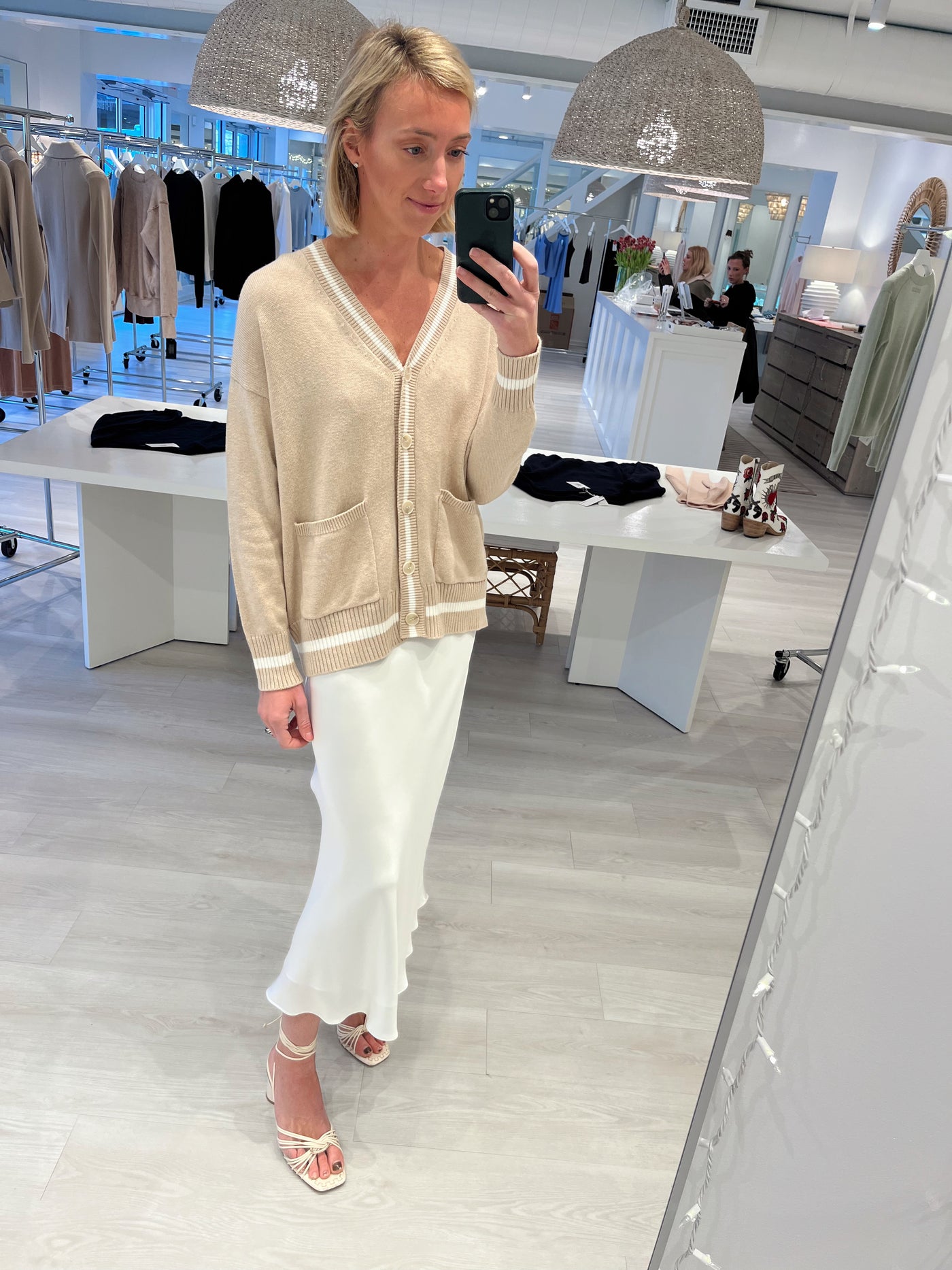 Cotton Cashmere Oversized Cardi with Tipping