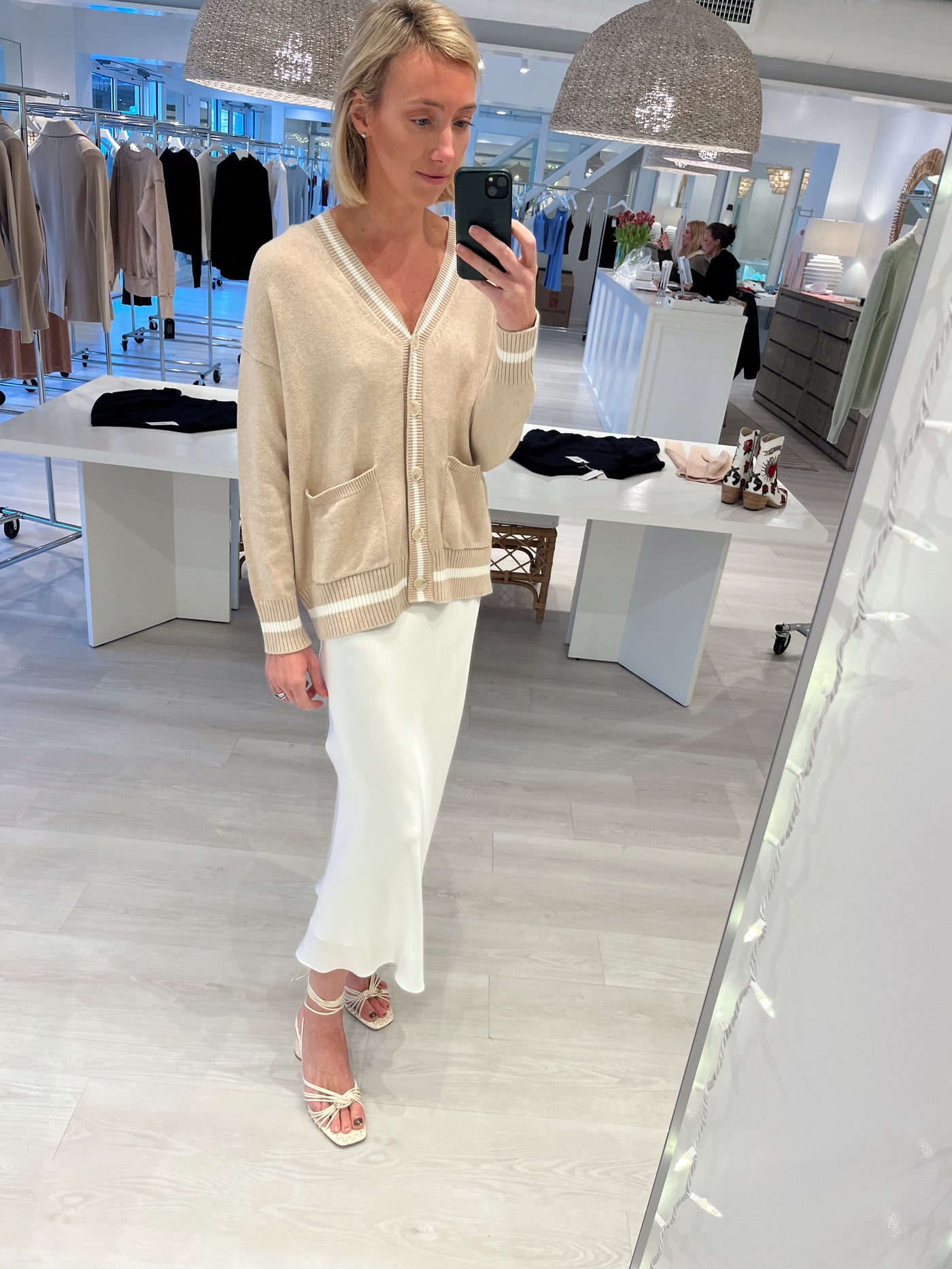 Cotton Cashmere Oversized Cardi with Tipping