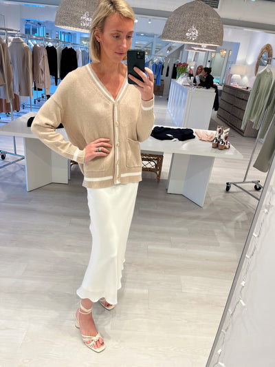 Cotton Cashmere Oversized Cardi with Tipping