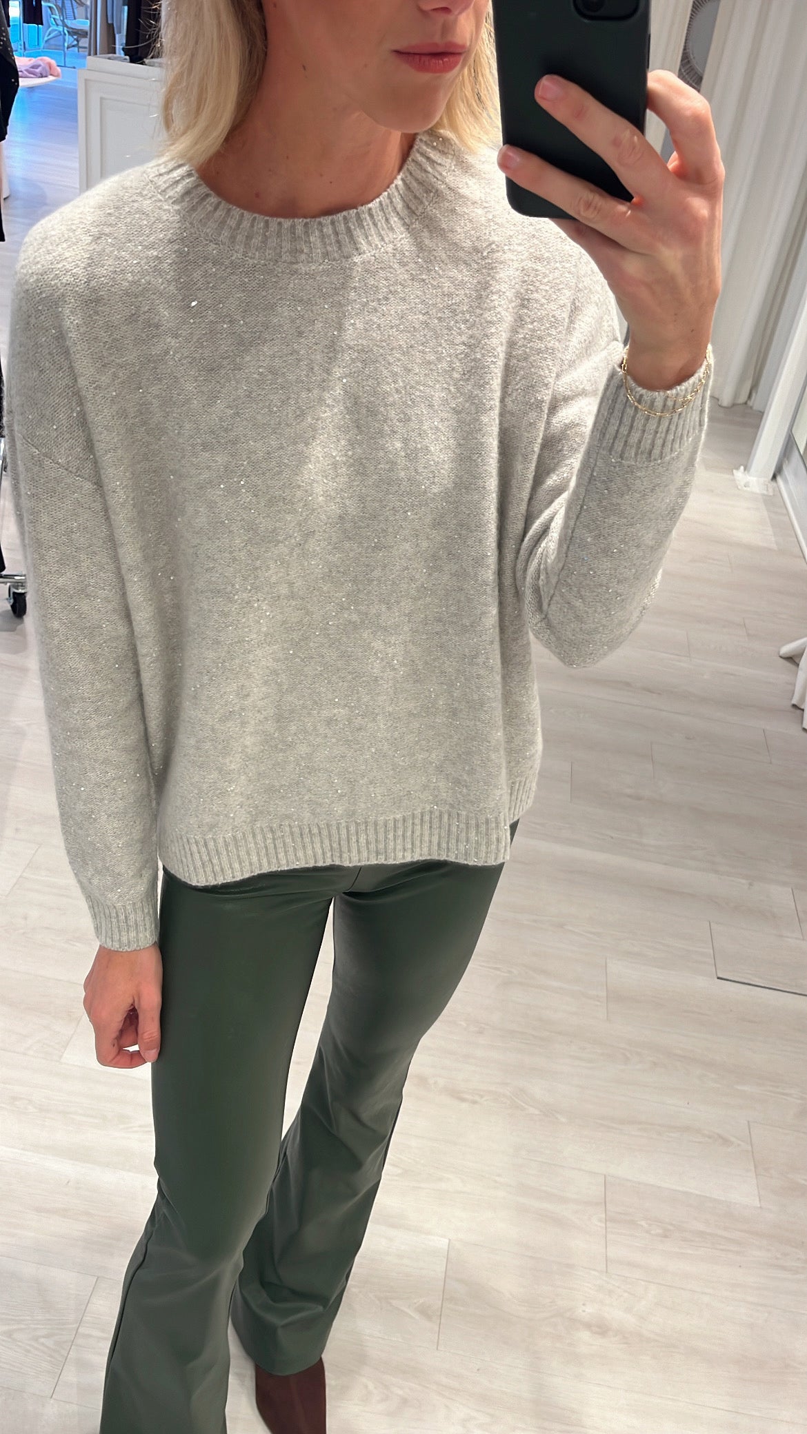 Sparkle Cashmere Boxy Crew Neck