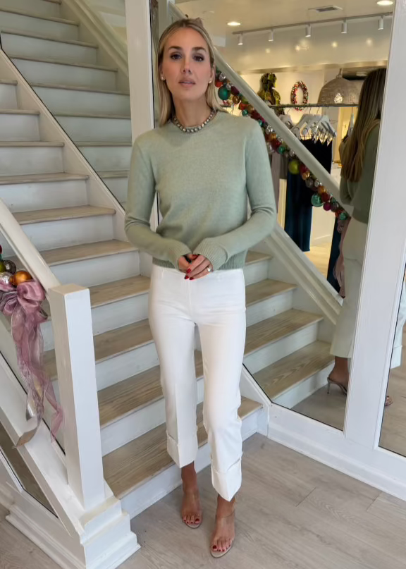 Powder Cashmere Knitted Crew