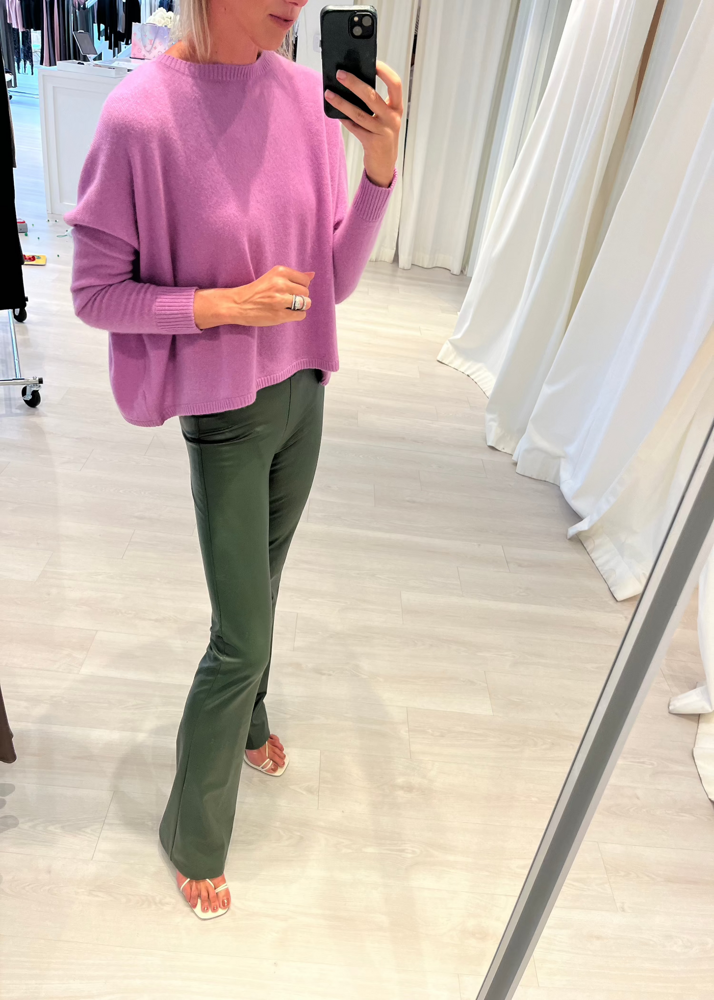 Cashmere Long Sleeve Cropped Crew