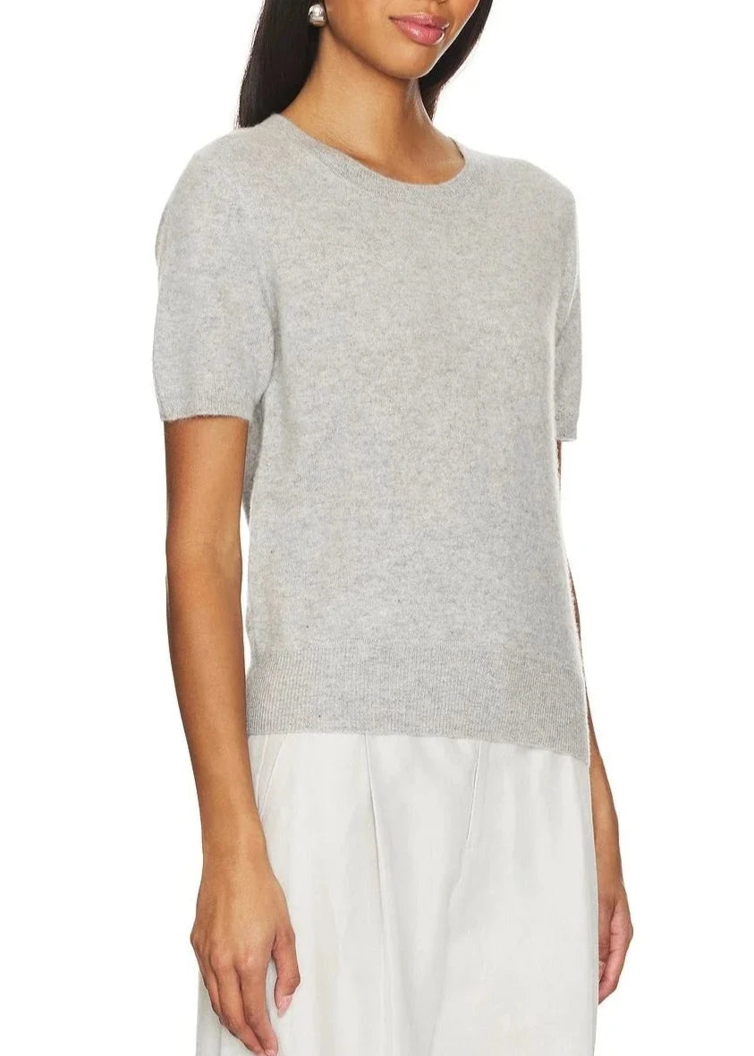 Cashmere Short Sleeve Cropped Pullover