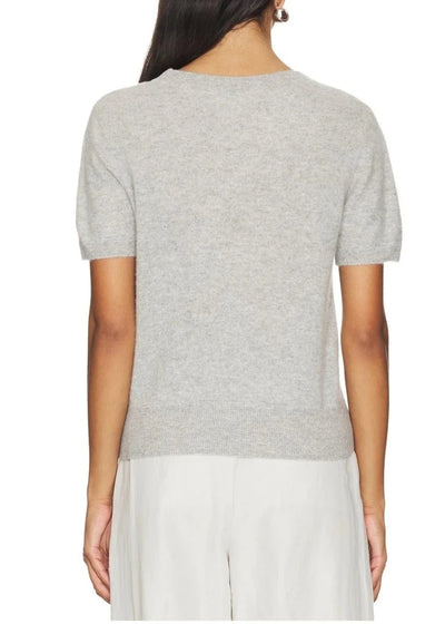 Cashmere Short Sleeve Cropped Pullover