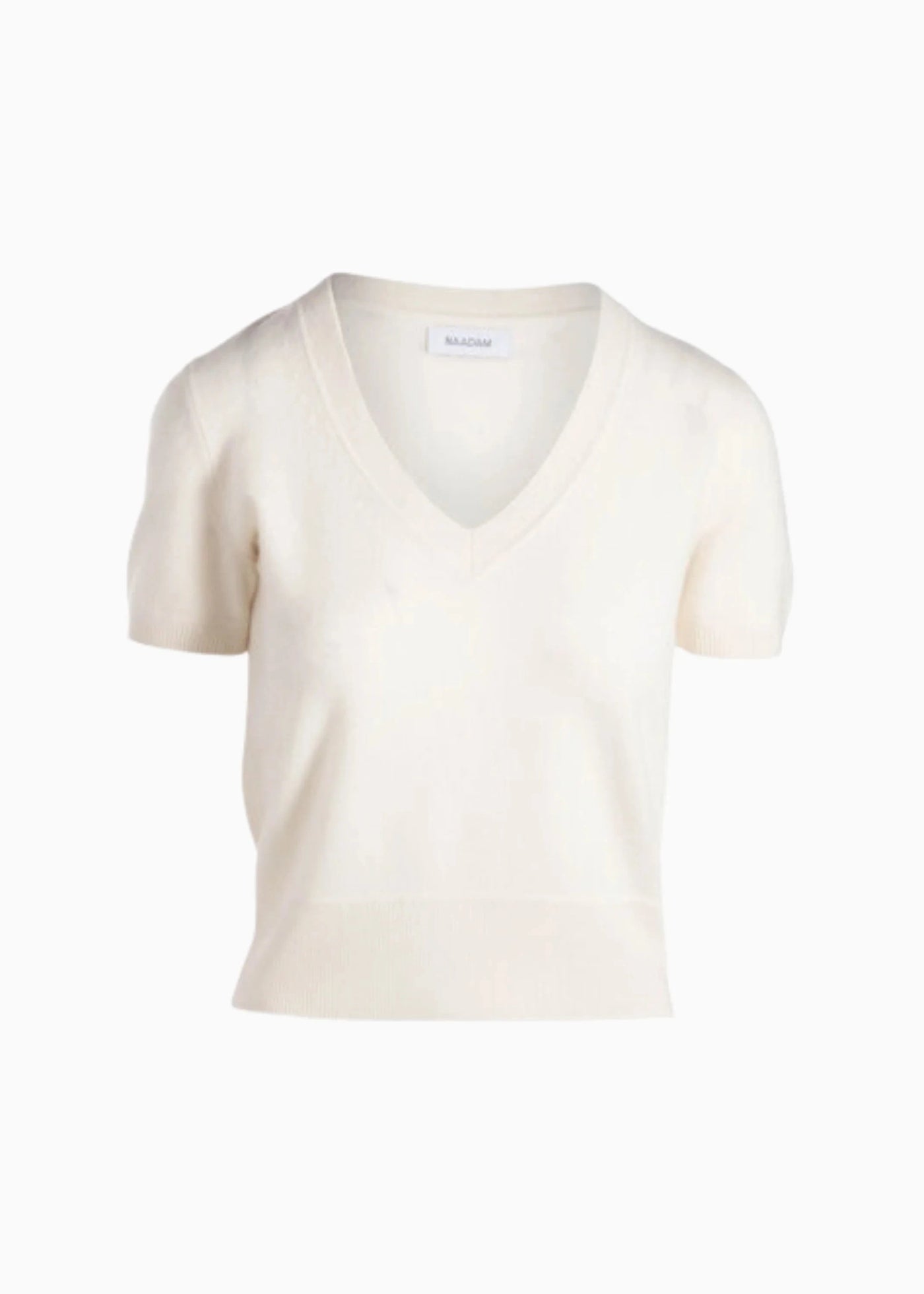 Cashmere Short Sleeve Cropped V-Neck Pullover