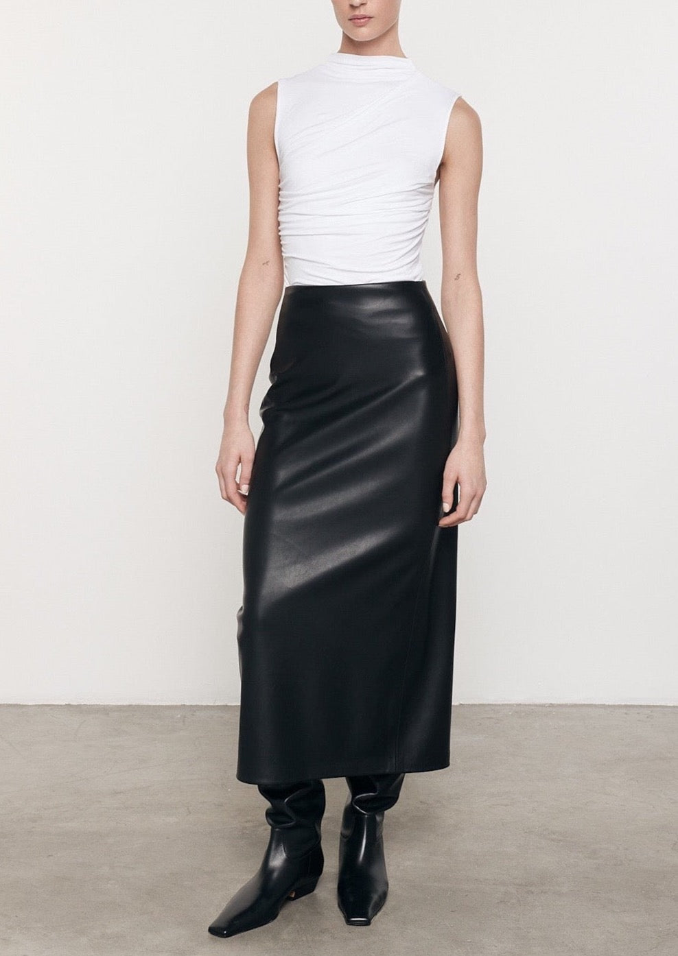 Ankle Length Leather Skirt