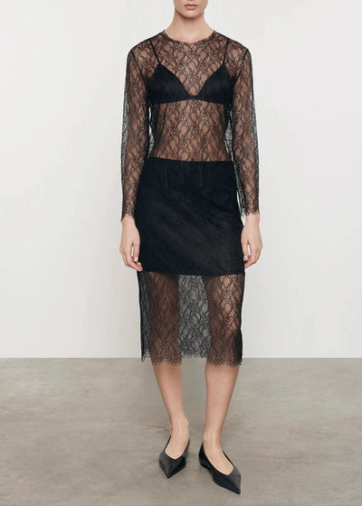 Sheer Lace Slip Skirt