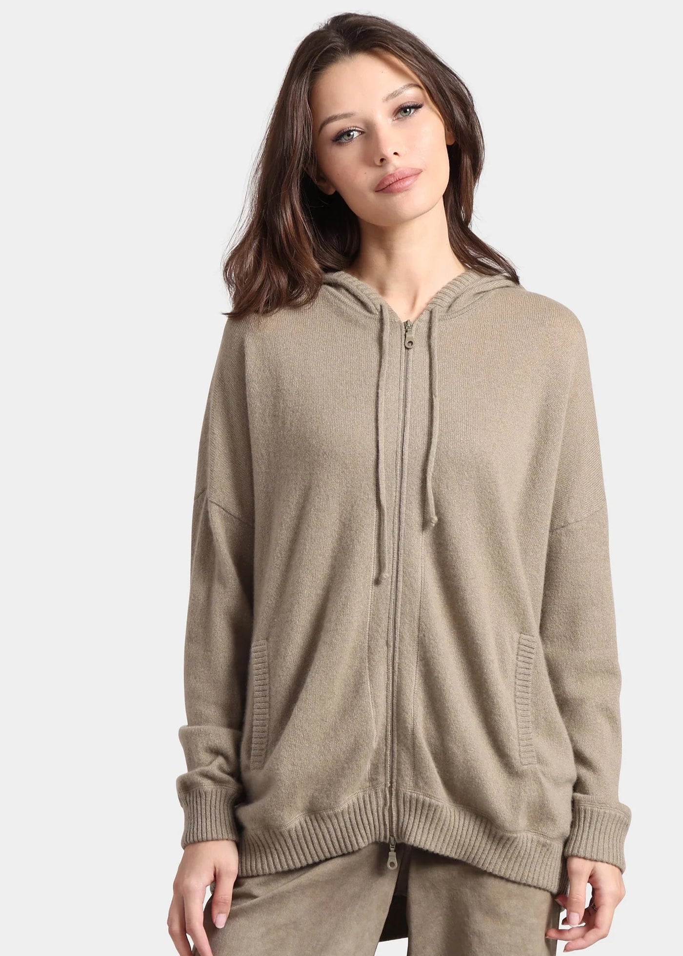 Cashmere One Size Zip Hoodie